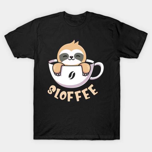 Sloffee Cute Sloth In Coffee Cup T-Shirt by Foxxy Merch